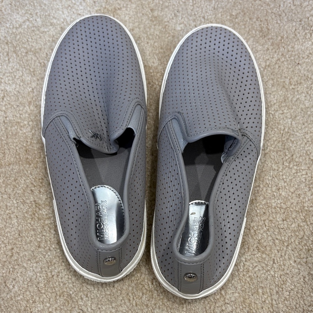 Michael Kors Gray Perforated Slip-On Loafers